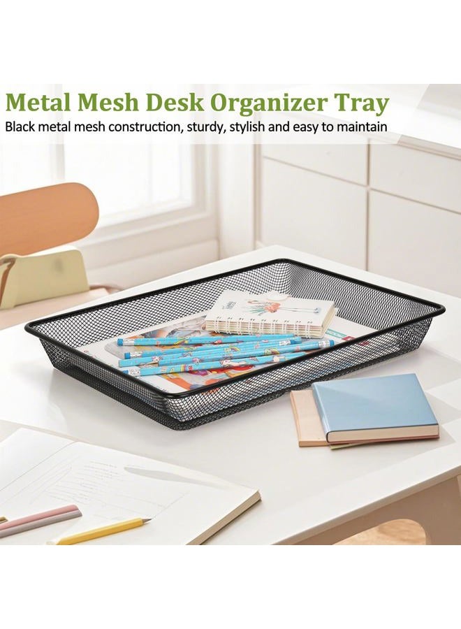AZFUNN Single Desk Tray Organizer, Turn in Trays Classroom, Metal Mesh Paper/Letter Storage Basket for Office Home Drawers School, Black (1 Pack) - Image 4