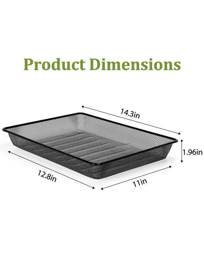 AZFUNN Single Desk Tray Organizer, Turn in Trays Classroom, Metal Mesh Paper/Letter Storage Basket for Office Home Drawers School, Black (1 Pack) - Image 2
