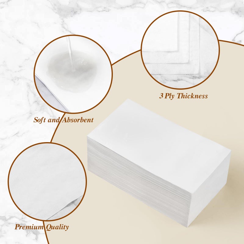 BESTVIP 200 Pack Disposable Paper Napkins, 3-Ply White Dinner Napkins for Guests,Bathroom Paper Hand Towels Soft and Absorbent, Perfect for Christmas, Kitchen, Dinner, Party, Wedding or Event - Image 3