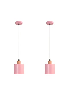 El Rawda Lighting 2 Pcs Single Ceiling Lamps With A Distinctive And Elegant Design, Inlaid With A Wooden Piece 14x14x70 cm 