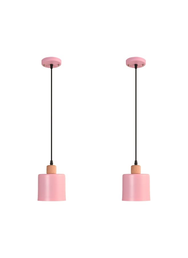 El Rawda Lighting - 2 Pcs Single Ceiling Lamps With A Distinctive And Elegant Design, Inlaid With A Wooden Piece 14x14x70 cm - Image 1