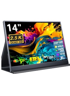 besrey  2K Portable Monitor, 14" Ultra Slim Portable Laptop Monitor 2160 * 1600 QHD External Display with Dual Speakers HDR FreeSync Second Screen for Laptop PC Phone Game Console  - Image 1