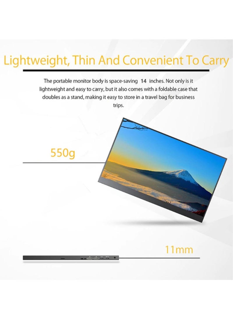 besrey  - 2K Portable Monitor, 14" Ultra Slim Portable Laptop Monitor 2160 * 1600 QHD External Display with Dual Speakers HDR FreeSync Second Screen for Laptop PC Phone Game Console - Image 1