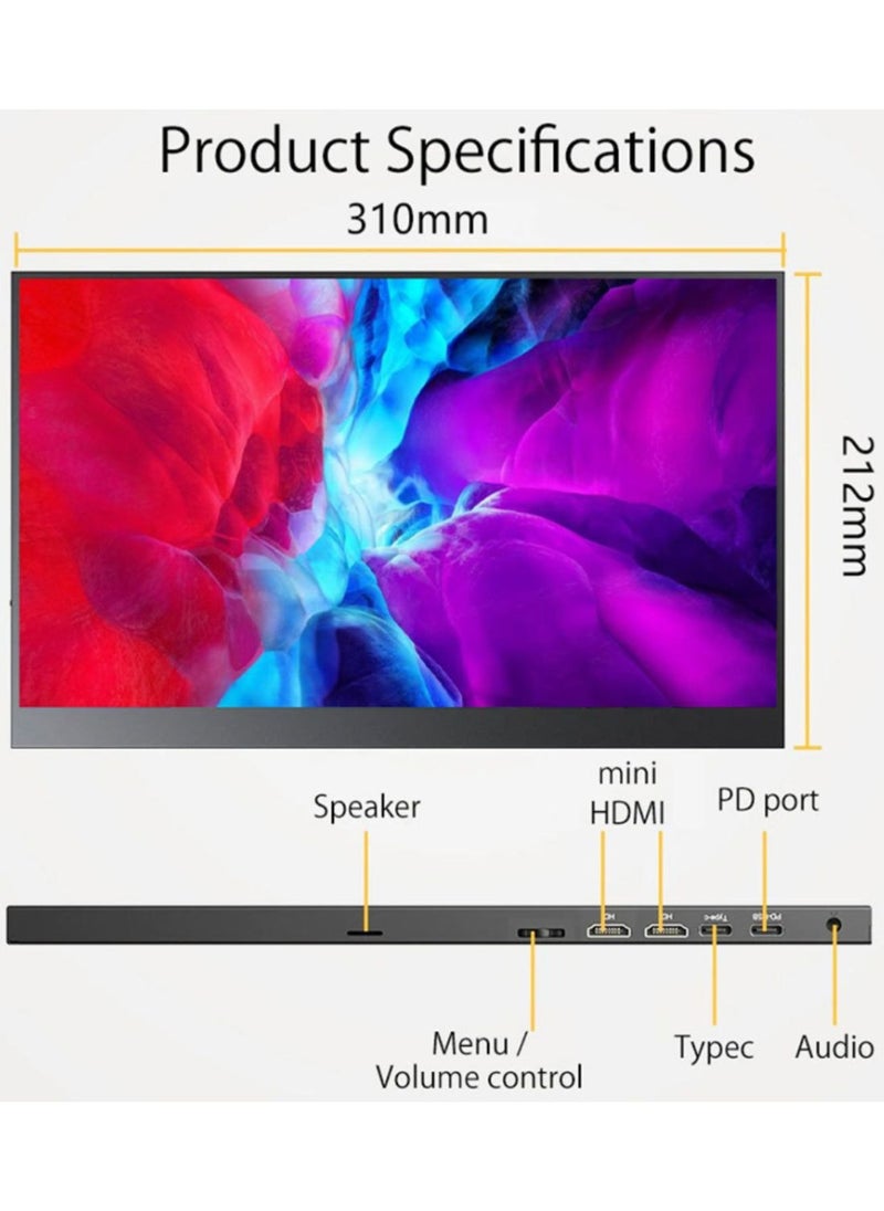 besrey  - 2K Portable Monitor, 14" Ultra Slim Portable Laptop Monitor 2160 * 1600 QHD External Display with Dual Speakers HDR FreeSync Second Screen for Laptop PC Phone Game Console - Image 1