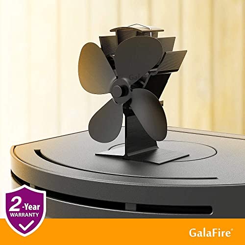 GALAFIRE 4-Blades Heat Powered Wood Stove Fan + Magnetic Thermometer, 122°F Start Non Electric Eco Fireplace Fan for Gas/Pellet/Log/Wood Burning Stoves, Silent Operation, 2-Years, N429, Black - Image 3