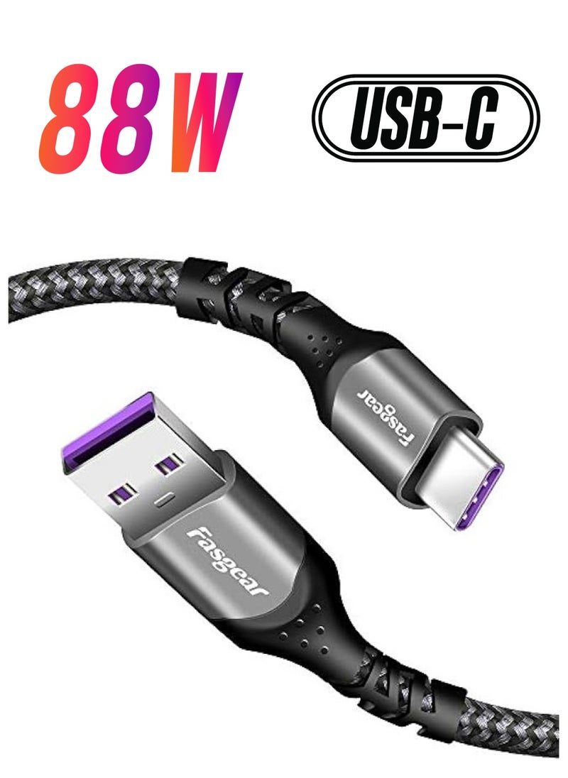 Fasgear - Huawei Super Charge Type C Cable, 1 Pack 6ft 88W USB C Fast Charging Cable for Huawei P60/P50/P40/P30/P20, Mate 60Pro/50/40/30/20, Nova 11/10/9/8, Honor View 20/Magic 2 etc (6 Feet, Black) - Image 1