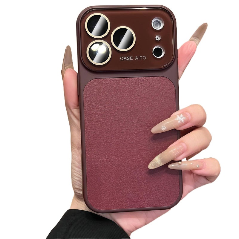 غطاء واقي | أحمر ملمس جلد | حماية من السقوط | مقاوم للصدمات لـ iPhone 13 - Image 1