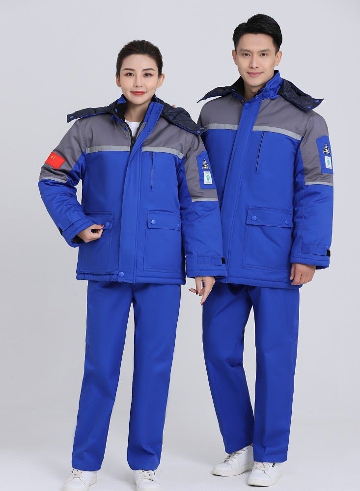 Winter Work Clothing Gas Station Anti-static Cotton Padded Uniforms Thick Warm Long Coverall Thermal Worker  Jacket Coat