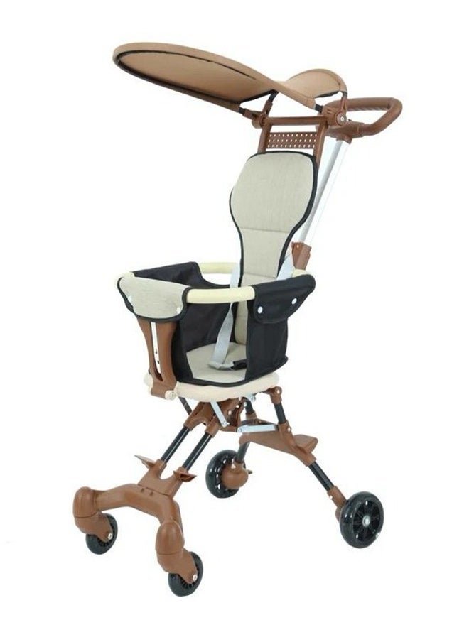 DEHKAH - Breathable Easy-To-Fold Lightweight Stroller With Sun Canopy - Brown - Image 1