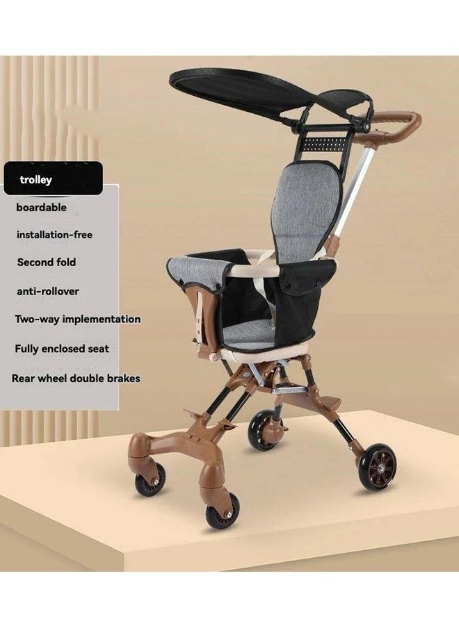 Breathable Easy-To-Fold Lightweight Stroller With Sun Canopy - Brown - pzsku/Z3B057A7F9455EAFD042BZ/45/_/1728881595/587dad39-5ba3-4379-b06b-79e0033cffad