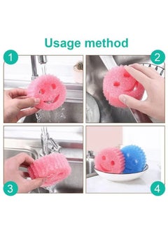 HaHaHai 8 pcs of kitchen smiley face sponge, replacing scratch resistant cloths, used for sinks, bathrooms, and showers  - Image 4