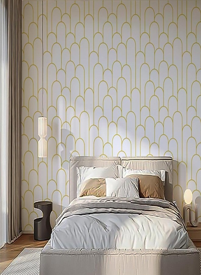 Rylan Stripe Peel and Stick Wallpaper Modern Black Contact Paper Geometric Black and Gold Removable Paper Self Adhesive Wallpaper Decorative for Wall Countertop Bedroom Vinyl Film (White 45 * 900) - Image 4