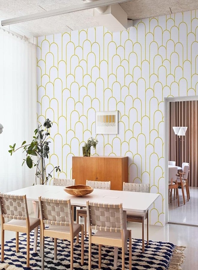 Rylan Stripe Peel and Stick Wallpaper Modern Black Contact Paper Geometric Black and Gold Removable Paper Self Adhesive Wallpaper Decorative for Wall Countertop Bedroom Vinyl Film (White 45 * 900) - Image 3