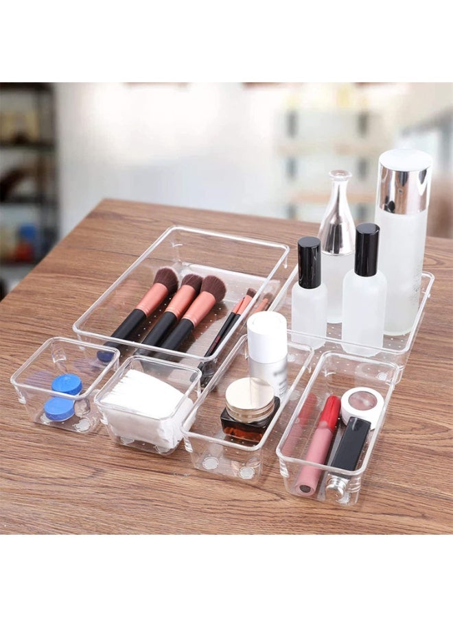 16PCS Clear Drawer Organizers, Drawer Organizer Box Set , 5-Size Desk Drawer Organizer Trays Storage Tray for Makeup Jewelries in Bedroom Dresser Office Kitchen - Image 1