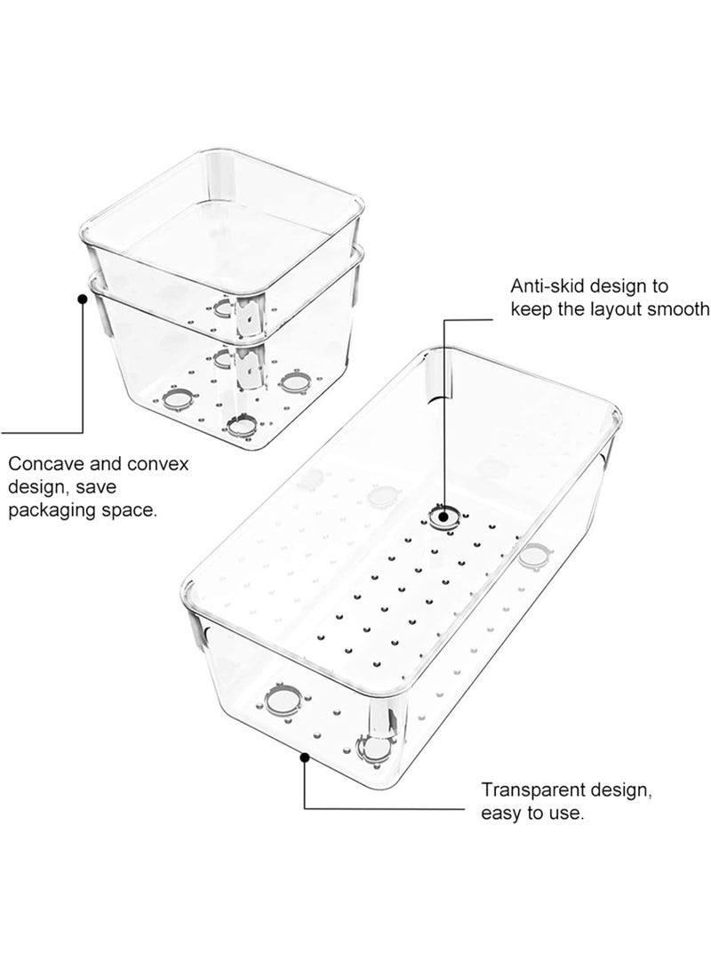 16PCS Clear Drawer Organizers, Drawer Organizer Box Set , 5-Size Desk Drawer Organizer Trays Storage Tray for Makeup Jewelries in Bedroom Dresser Office Kitchen - Image 3