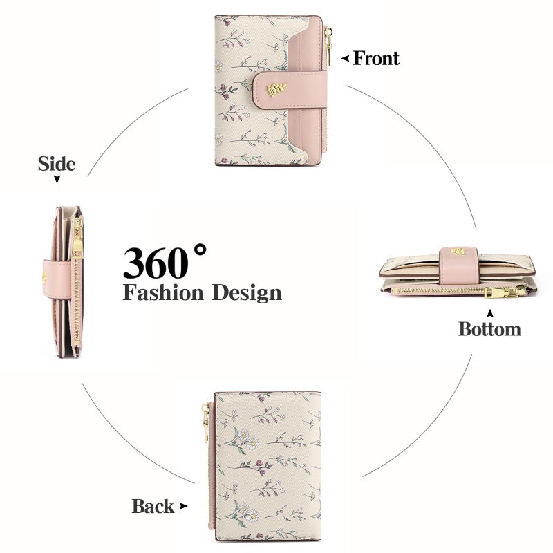 GAEKEAO Small Wallets for Women RFID Blocking Leather Bifold Zipper Pocket Wallet Credit Card Holder with ID Window - Image 4