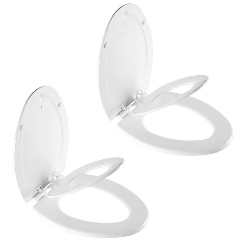 غطاء مرحاض Mayfair NextStep2 ببطء الإغلاق مع مقعد تدريب الأطفال المدمج قابل للإزالة أبيض مطول 2Pack