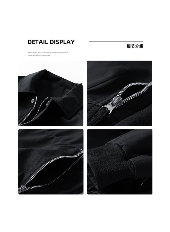 Wassup Sohot Men's Jacket, Spring And Autumn Waterproof Windproof Solid Color Versatile Coat, Warm Lapel Collar Jacket, Brown Coffee Color, Size L - Image 2