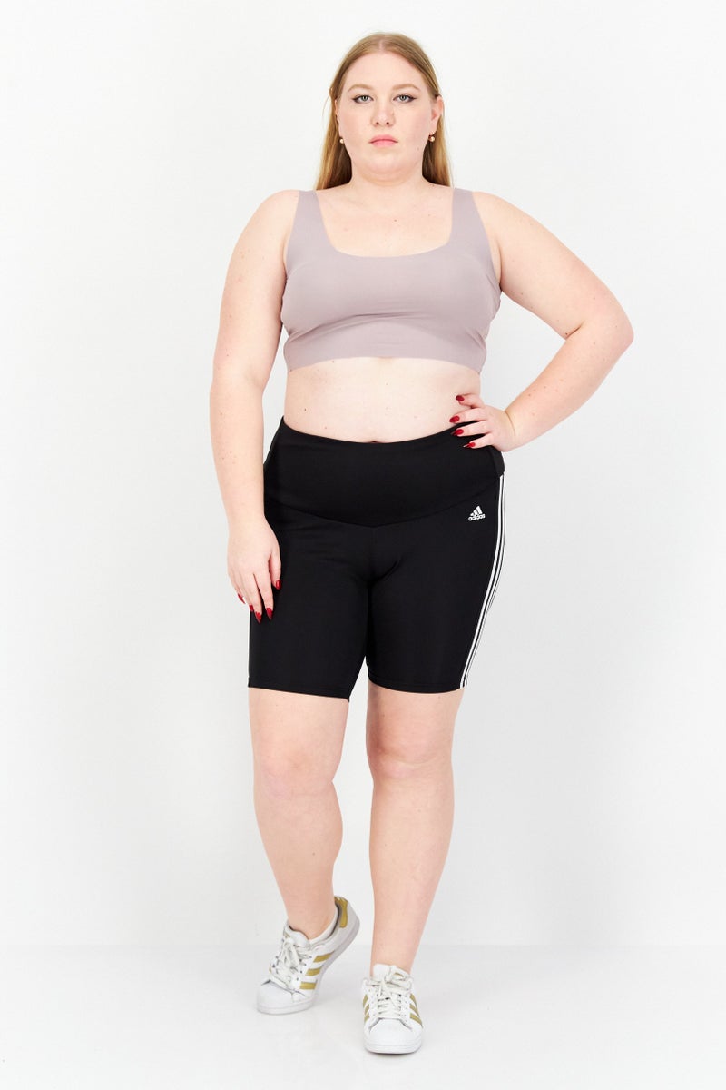 Adidas شورتات تدريب للنساء بمقاسات كبيرة، أسود/أبيض - Image 4