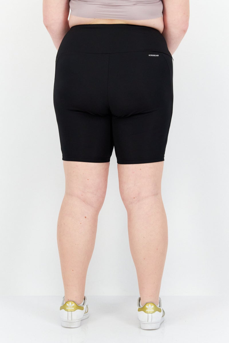 Adidas شورتات تدريب للنساء بمقاسات كبيرة، أسود/أبيض - Image 2