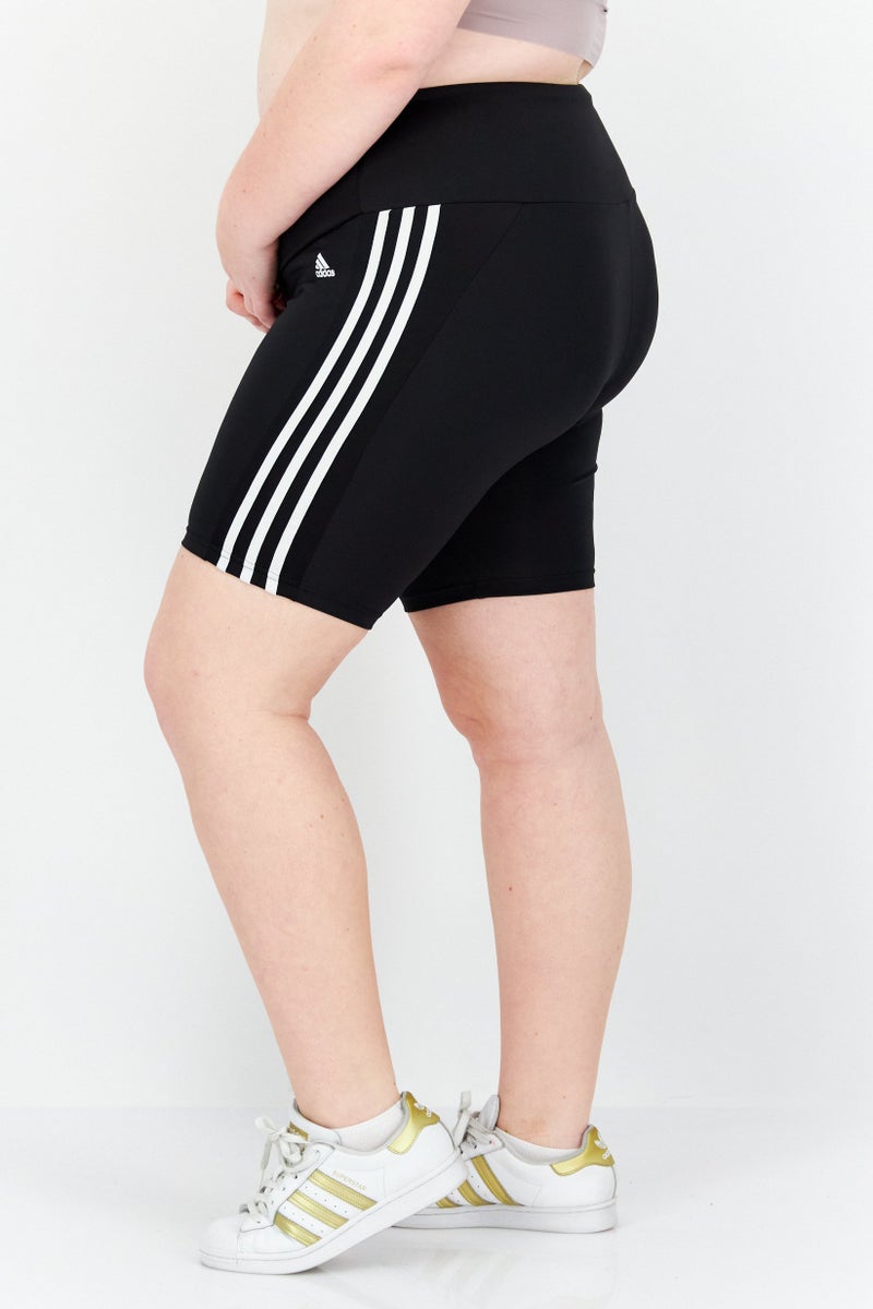 Adidas شورتات تدريب للنساء بمقاسات كبيرة، أسود/أبيض - Image 3