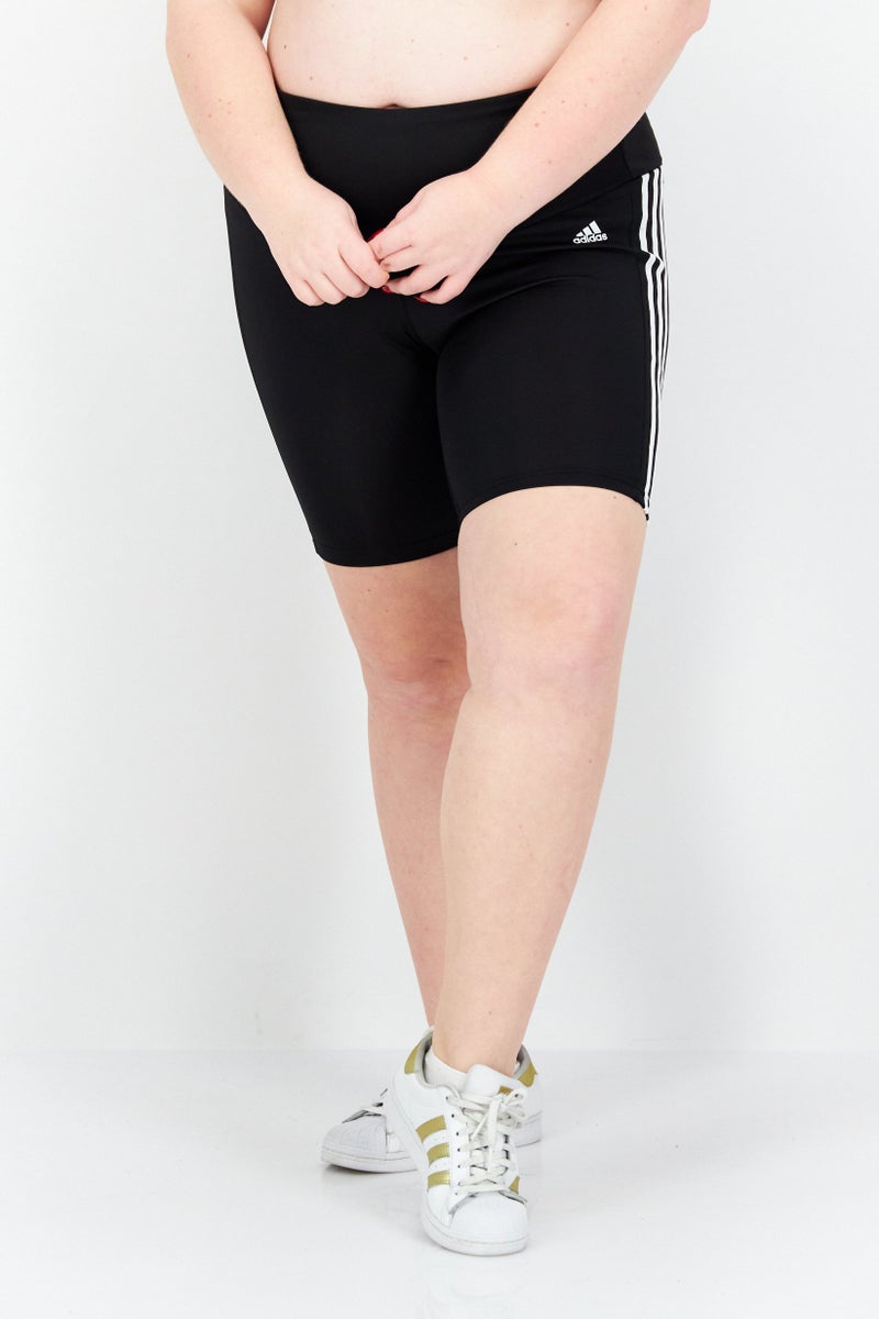 Adidas شورتات تدريب للنساء بمقاسات كبيرة، أسود/أبيض - Image 1