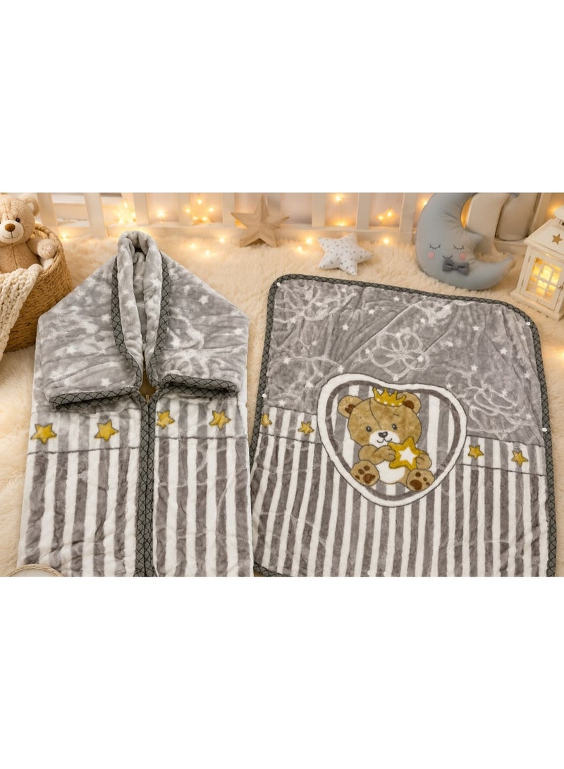 Embossed Two-Layer Baby Blanket (Zipper)