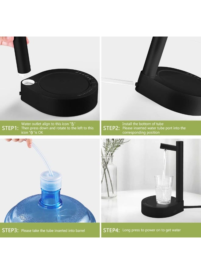 Desktop Water Bottle Dispenser, Portable Electric Water Bottle Pump Countertop for 5-19L Water Bottles, USB Charging Automatic Water Jug Dispenser for Bedside, Home, Office, Outdoor - Image 5