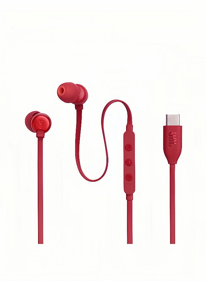 JBL Tune 310C USB-C Wired Hi-Res In-Ear Headphones - Red - Image 4