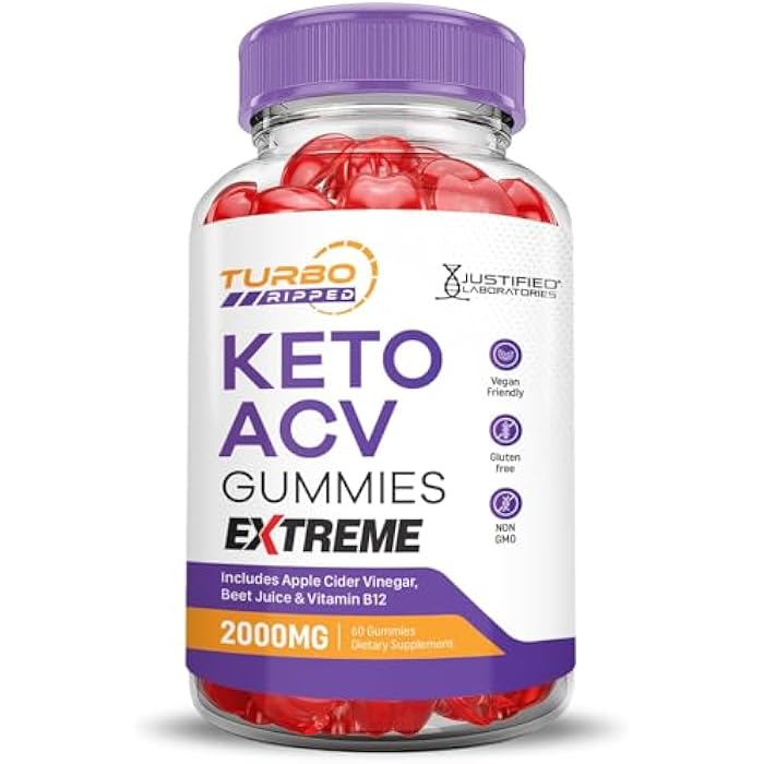 Justified Laboratories (2 Pack Turbo Ripped Keto ACV Gummies Extreme 2000MG Turbo Ripped Keto Gummies Apple Cider Vinegar Formulated with Pomegranate Beet Juice Powder B12 Vegan Non GMO 120 Gummys - Image 5