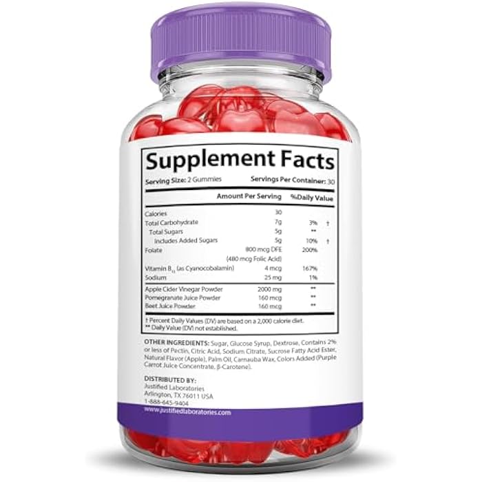 Justified Laboratories (2 Pack Turbo Ripped Keto ACV Gummies Extreme 2000MG Turbo Ripped Keto Gummies Apple Cider Vinegar Formulated with Pomegranate Beet Juice Powder B12 Vegan Non GMO 120 Gummys - Image 2