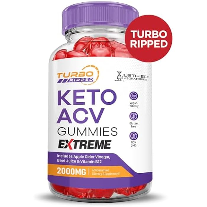 Justified Laboratories (2 Pack Turbo Ripped Keto ACV Gummies Extreme 2000MG Turbo Ripped Keto Gummies Apple Cider Vinegar Formulated with Pomegranate Beet Juice Powder B12 Vegan Non GMO 120 Gummys - Image 4