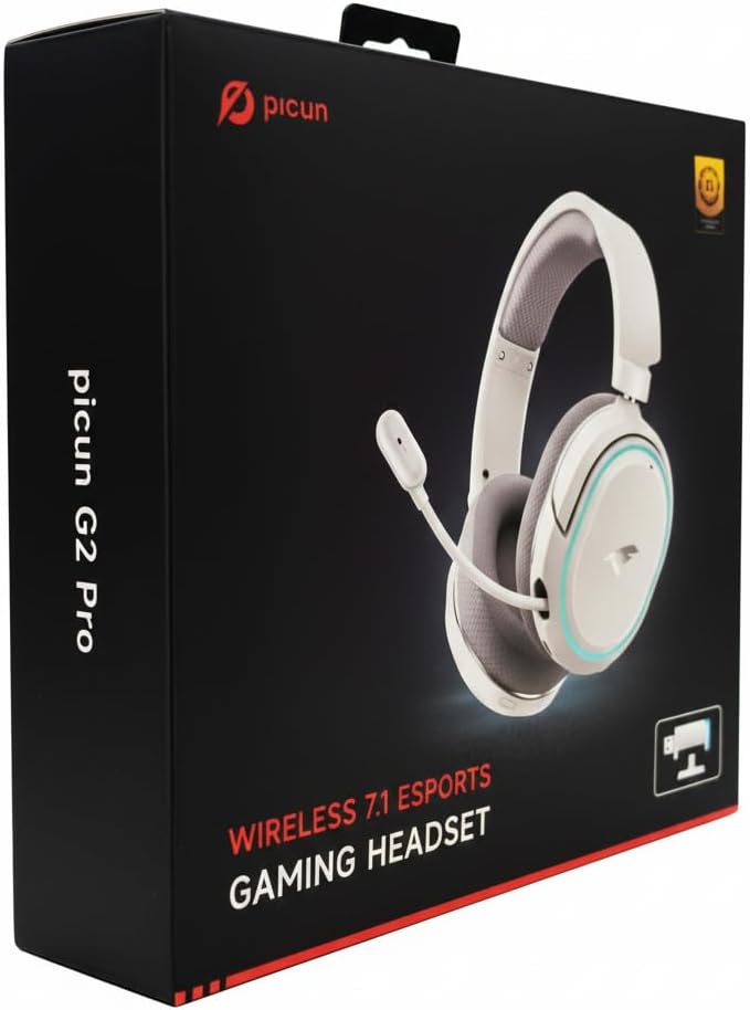 Picun G2 Pro Wireless Gaming Headset (New Edition), 7.1 Surround Sound, 2.4GHz Low Latency & Bluetooth 5.4, Up to 100H Battery, ENC Noise-Canceling Mic, RGB, for PC PS5 PS4 Mac Switch – White - Image 1