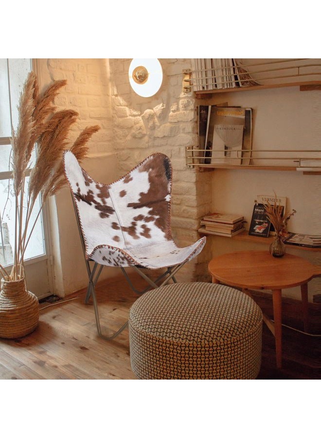 cuero Handmade Leather Butterfly Chair Living Room - Side Hand Stich Leather Chair Butterfly Brown White Chair - Image 2