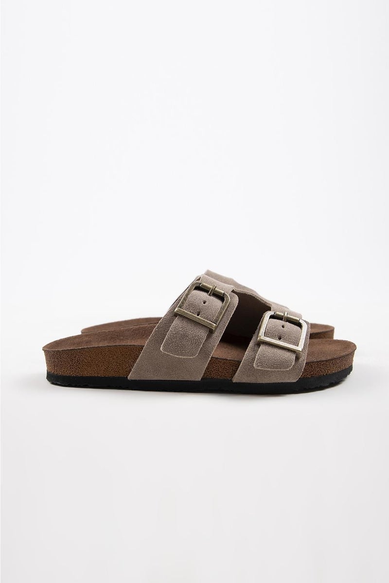 Krahe Jose Men's Genuine Leather Double Buckle Mink Slippers - Image 2