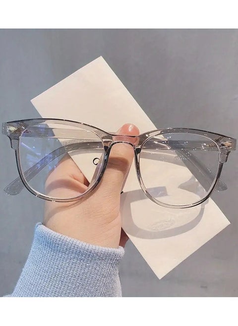 إطار مربع، نظارات بعدسات شفافة، نظارات كمبيوتر عصرية، نظارات بصرية للنساء والرجال باللون الرمادي