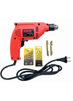 CHESTON Cheston 10 mm Drill Machine Set 400W Drill Kit with 13 HSS Bit All Different Surfaces 5 WallBrick Bit 2 Screw Bits with Black Tool Box Drill For Wall Wood Metal Sheets Variable Speed ReverseForward function 2600 RPM Electrical Power Tool Kit For Multipurpose Use  - Image 1