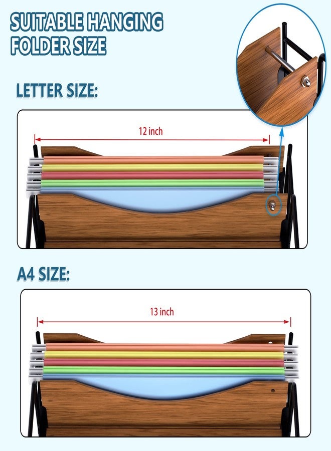 LUCYCAZ File Organizer for Desk - Paper Organizer, 4 Tier Wood Desk Organizer for Hanging File Folders Letter Size or A4 Size, Desktop File Organizer for Office School and Home, Black - Image 3