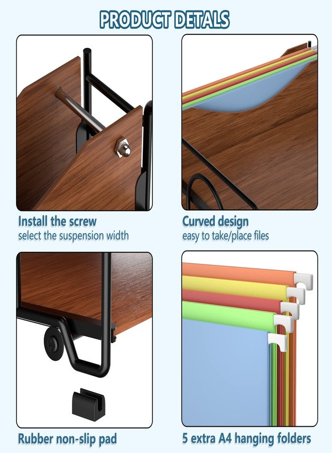 LUCYCAZ File Organizer for Desk - Paper Organizer, 4 Tier Wood Desk Organizer for Hanging File Folders Letter Size or A4 Size, Desktop File Organizer for Office School and Home, Black - Image 4