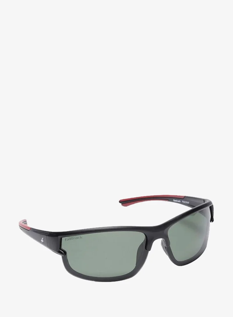 fastrack Polarized Sunglasses Black Frame Green Mirror Lens 68mm  - P384GR4PV