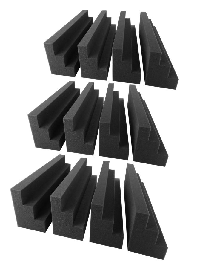 12 PCS 30* 7.5* 7.5cm Acoustic Foam Panels High Density Sound Insulation Fire Retardant Wedge Foam for Home Studio Theater - Image 1