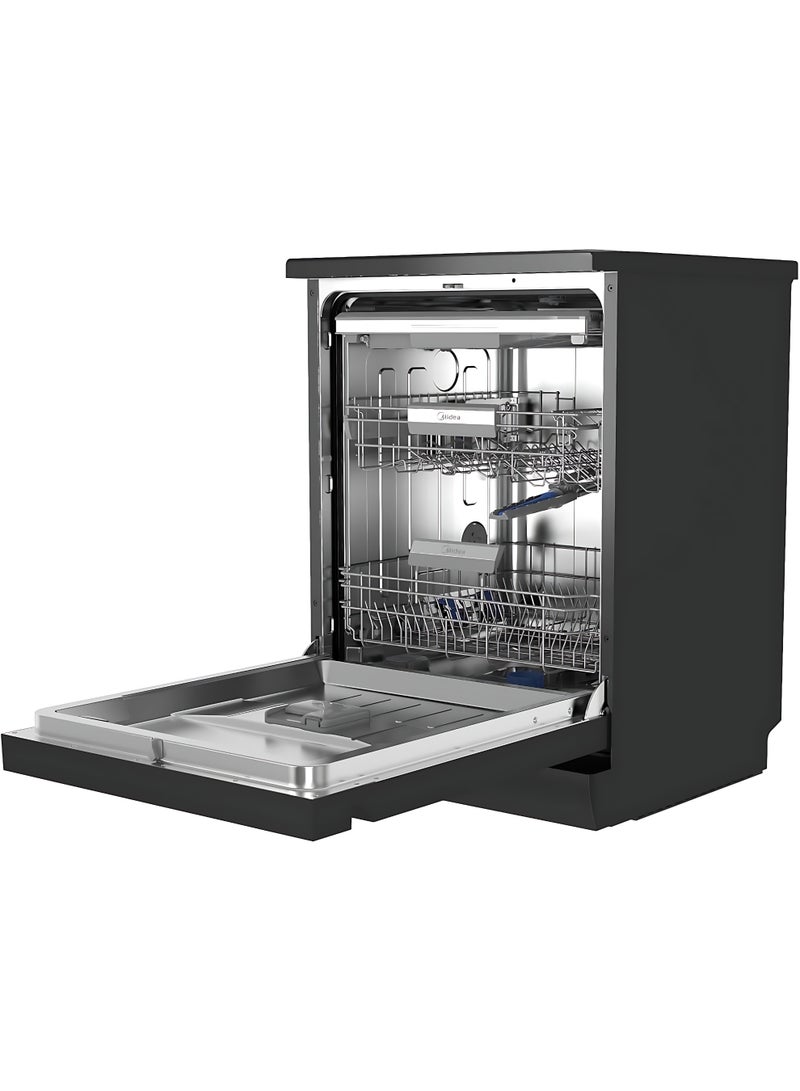 Midea Dishwasher 15 Place Settings, 6+3 Programs, Inverter Quattro Motor, 3 Racks, Ion DishFresh Sterilization, Touch Screen, Active Open Dry, Black MDWEF1533GUR(BS)-WU-EG black - Image 3