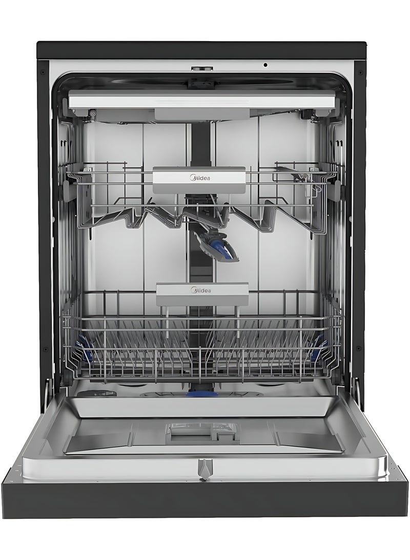 Midea Dishwasher 15 Place Settings, 6+3 Programs, Inverter Quattro Motor, 3 Racks, Ion DishFresh Sterilization, Touch Screen, Active Open Dry, Black MDWEF1533GUR(BS)-WU-EG black - Image 4