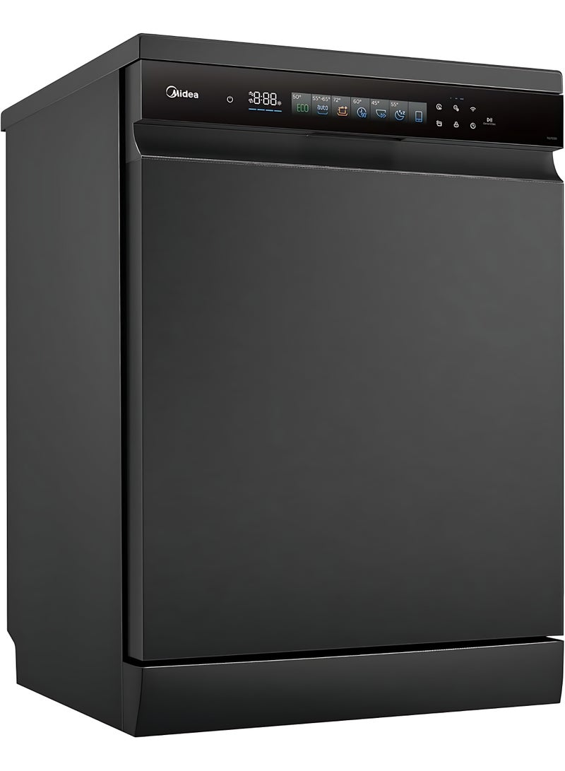 Midea Dishwasher 15 Place Settings, 6+3 Programs, Inverter Quattro Motor, 3 Racks, Ion DishFresh Sterilization, Touch Screen, Active Open Dry, Black MDWEF1533GUR(BS)-WU-EG black - Image 2