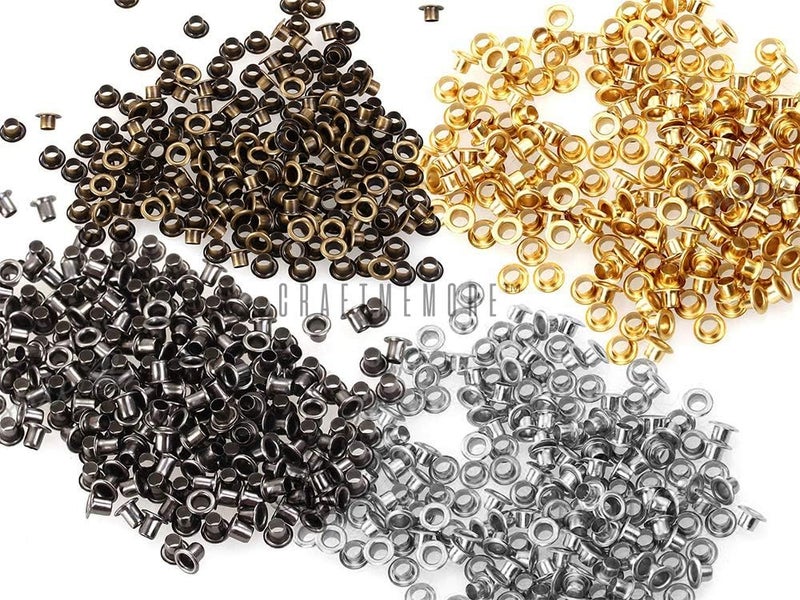 CRAFTMEMORE 1/8 Inch ID Grommets Eyelets 3MM Hole Self Backing Eyelet for Bead Cores, Clothes, Leather, Canvas 200pcs (Gold) - Image 4