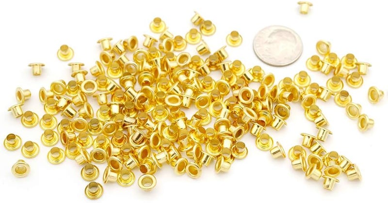 CRAFTMEMORE 1/8 Inch ID Grommets Eyelets 3MM Hole Self Backing Eyelet for Bead Cores, Clothes, Leather, Canvas 200pcs (Gold) - Image 3