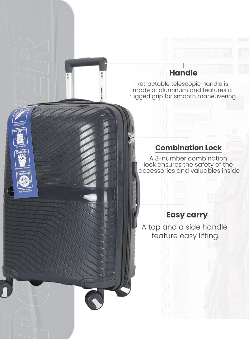 فيبتور طقم حقائب سفر بعجلات 3 قطع PP حقيبة جانبية صلبة بعجلات دوارة 360 درجة مع قفل TSA - Image 4
