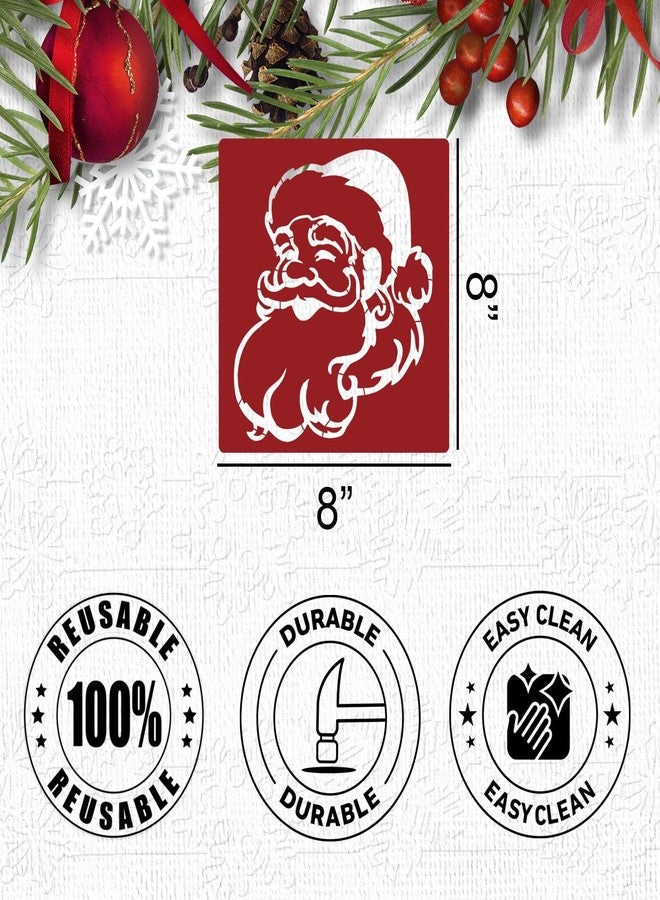 zosylley Christmas Stencils for Crafts Reusable 8” Large Christmas Stencil Santa Snowman Gnome Holiday Drawing Templates for Painting on Wood Doormat Fabrics Window Decor - Image 2