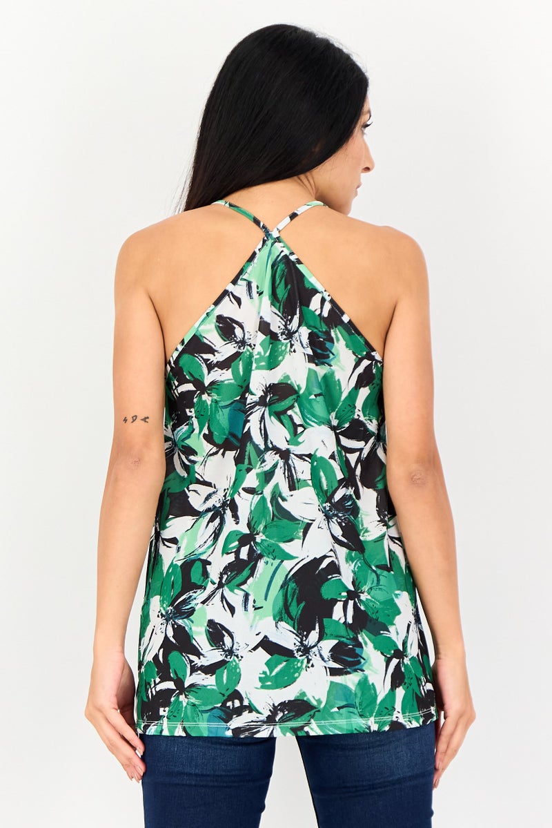 Mohito Women V-Neck Sleeveless Floral Print Top, Multicolor - Image 2