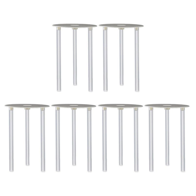 6 Inch 6 Sets Cake Support Rods Plastic Suspension Gaskets Multi Tier Dessert Display Stand Kit - Image 2